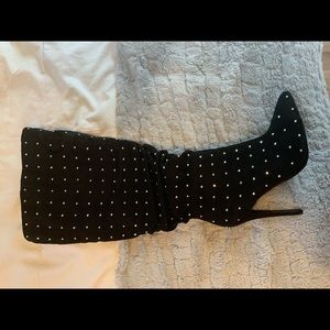 Black Studded Heel Boots